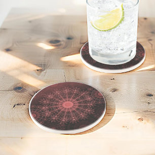 The crimson sparkling flower art in the red clear  coaster