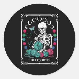 The Crocheter Tarot Card Funny Yarn Design  Classic Round Sticker
