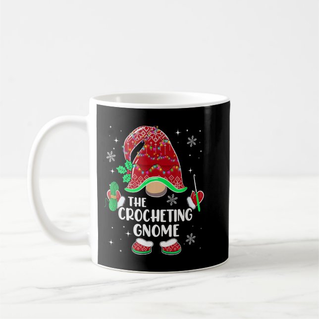 The Crocheting Gnome Christmas Lights Yarn Matchin Coffee Mug (Left)