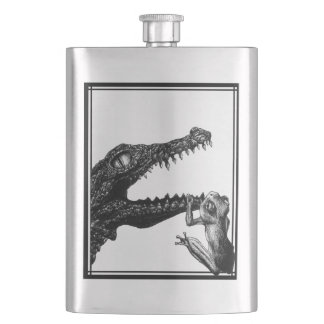 The Crocodile and the Frog Hip Flask