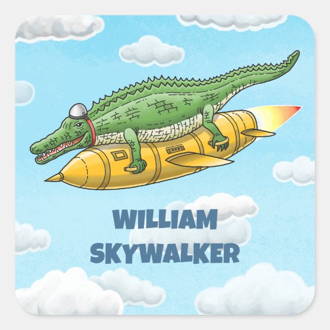 The Crocodile's Golden Rocket Square Sticker (Front)