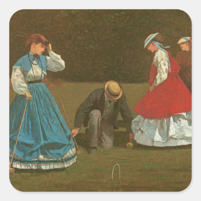 The croquet game, 1866 (oil on canvas) square sticker (Front)