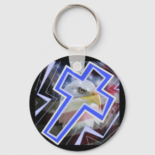 The Cross and the american symbols Key Ring