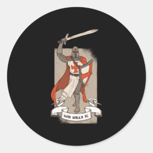 The Cross Crusader Khight Templar Warrior Of God Classic Round Sticker