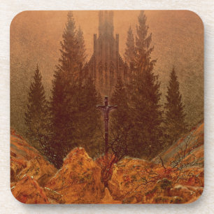 The Cross in the Mountains, 1812 (oil on canvas) Coaster
