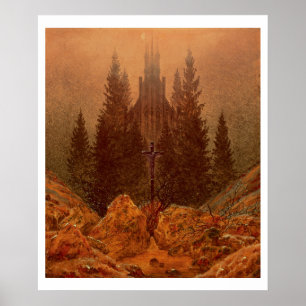 The Cross in the Mountains, 1812 (oil on canvas) Poster