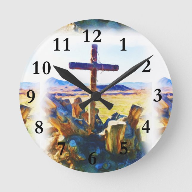 The Cross of Salvation-Saved_ Round Clock (Front)