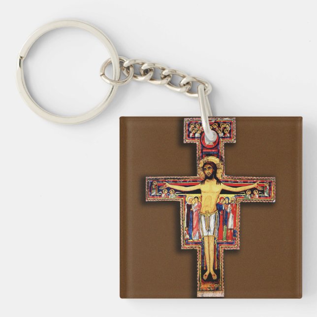 THE CROSS OF SAN DAMIANO, THE FRANCISCAN CROSS. KEY RING (Front)