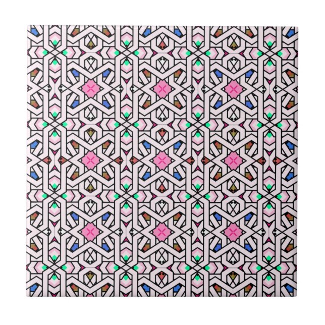 The Cross Stars in Colourful Seamless Pattern  Ceramic Tile (Front)
