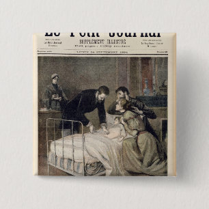 The Croup Cured by Doctor Roux 15 Cm Square Badge