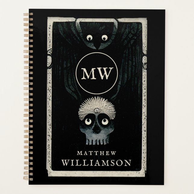 The Crow And The Skull Dark Fantasy Illustration Planner (Front)