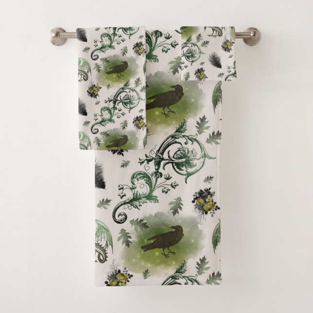 The Crow & Dragon Bath Towel Set (Insitu)