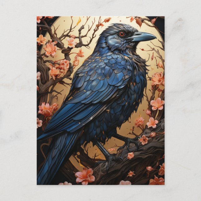 The Crow in a flower tree Postcard (Front)