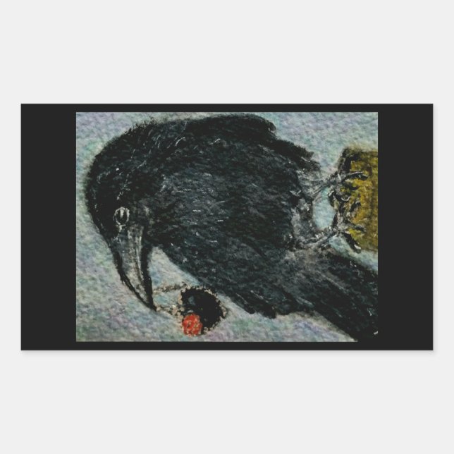 'The Crow that stole the rose necklace!'  Birthday Rectangular Sticker (Front)