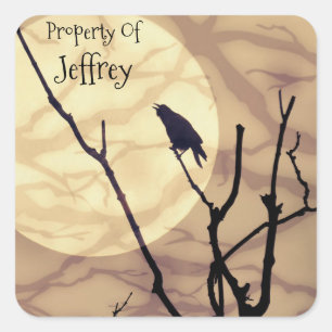 The Crow, The Moon, The Shadows *personalise* Square Sticker