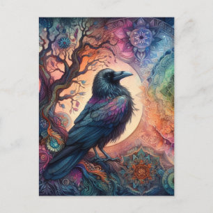 The Crow Tree of Life Mandala Pagan Postcard