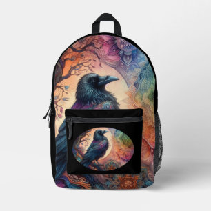 The Crow Tree of Life Mandala Pagan Printed Backpack