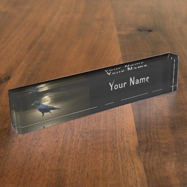 The Crow Walks by Moonlight Nameplate (Side)