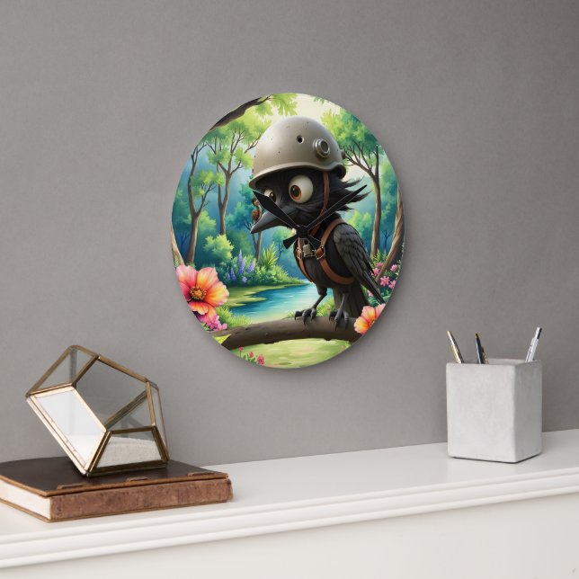 The Crow Who Took Flying Advice from a Snail. Large Clock (Office)