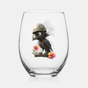 The Crow Who Took Flying Advice from a Snail. Stemless Wine Glass