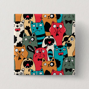 The crowd of cats 15 cm square badge