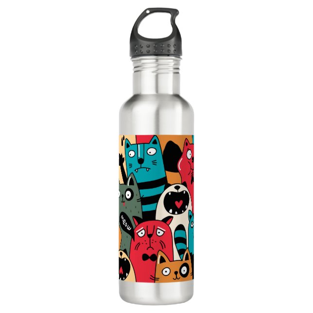 The crowd of cats 710 ml water bottle (Front)