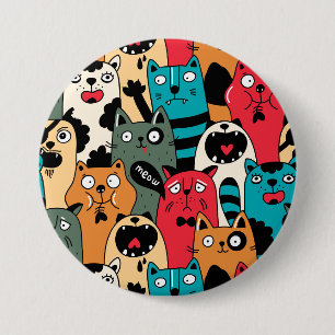The crowd of cats 7.5 cm round badge