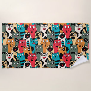 The crowd of cats beach towel