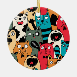 The crowd of cats ceramic ornament