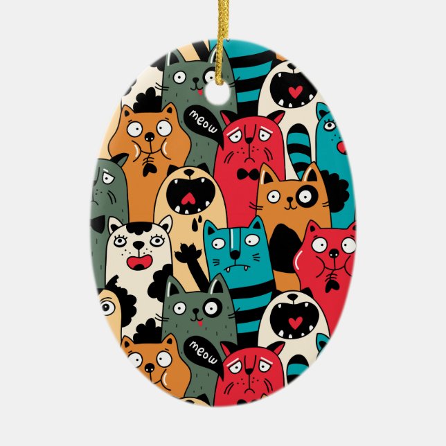The crowd of cats ceramic ornament (Front)