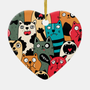 The crowd of cats ceramic ornament
