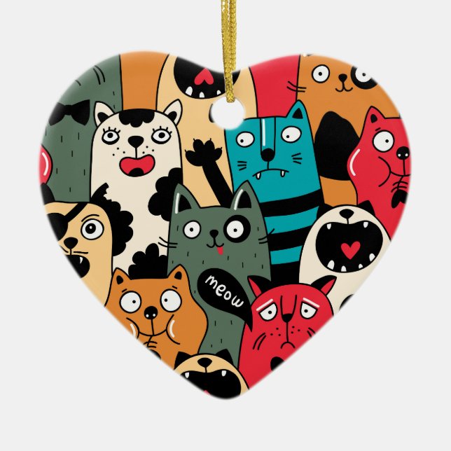 The crowd of cats ceramic ornament (Front)