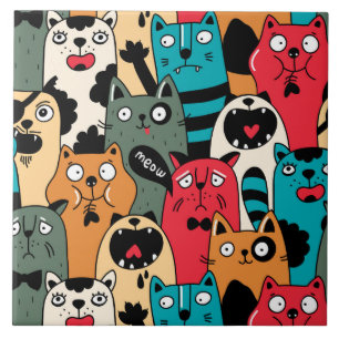 The crowd of cats ceramic tile