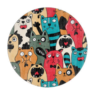 The crowd of cats cutting board