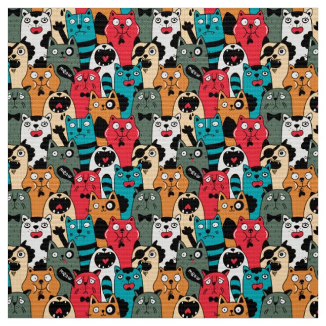 The crowd of cats fabric (Swatch)