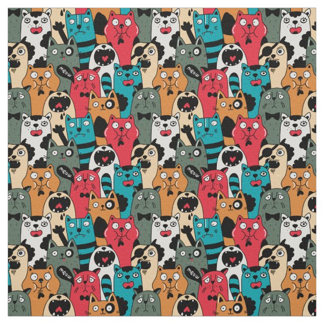The crowd of cats fabric (Swatch)