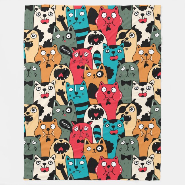 The crowd of cats fleece blanket (Front)