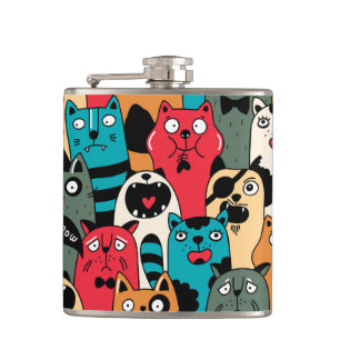 The crowd of cats hip flask