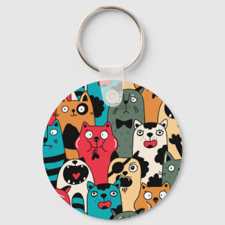 The crowd of cats key ring