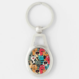 The crowd of cats key ring