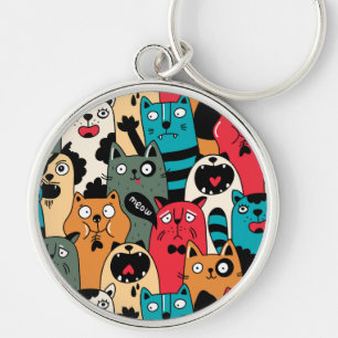 The crowd of cats key ring