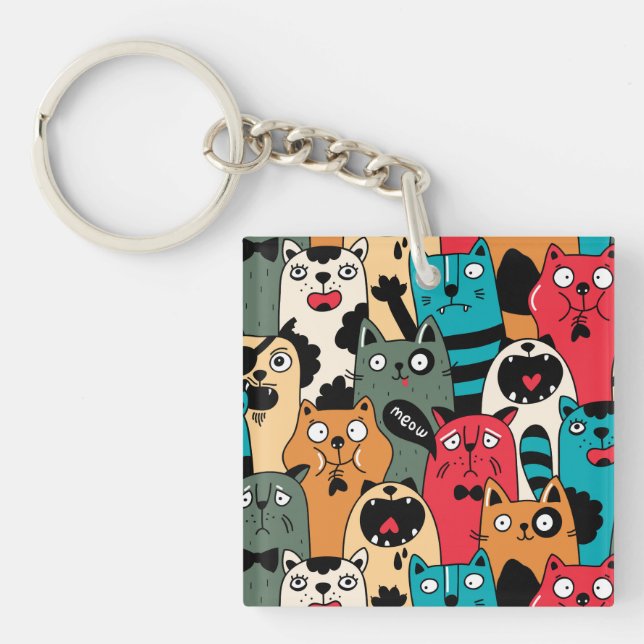 The crowd of cats key ring (Front)