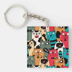 The crowd of cats key ring