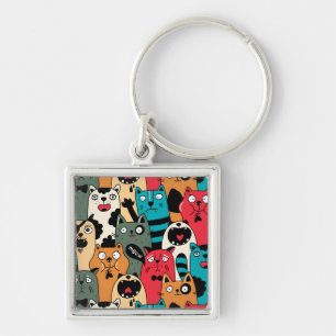 The crowd of cats key ring