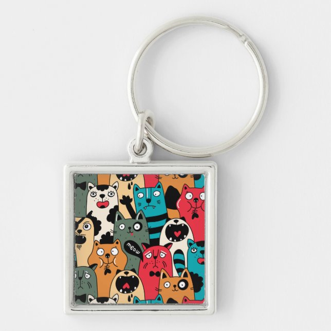 The crowd of cats key ring (Front)