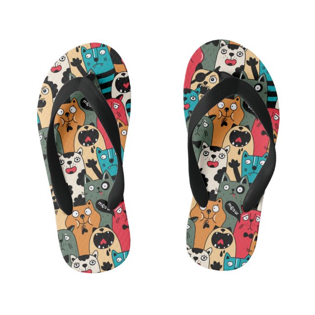 The crowd of cats kid's thongs (Footbed)