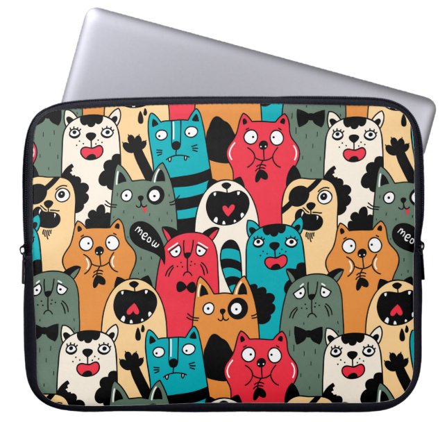 The crowd of cats laptop sleeve (Front)