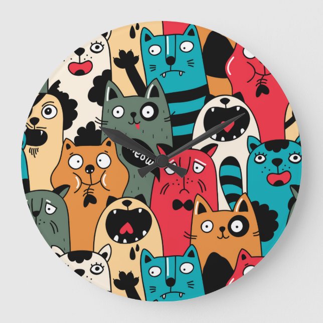 The crowd of cats large clock (Front)