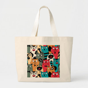 The crowd of cats large tote bag