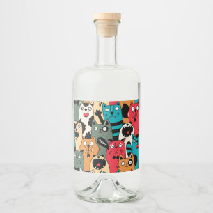The crowd of cats liquor bottle label